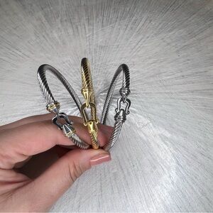 💎New Silver plated Stainless Steel Horseshoe Buckle U shaped Bracelet Bangle